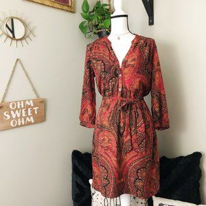 Lucky Brand paisley print boho tunic dress S